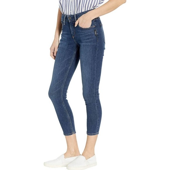 Silver Jeans Denim - Silver Jeans Avery Skinny Crop 32W X 25L Dark Sandblast